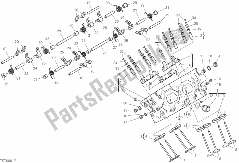 Toutes les pièces pour le Tête Arrière du Ducati Superbike Panigale V4 S USA 1100 2019